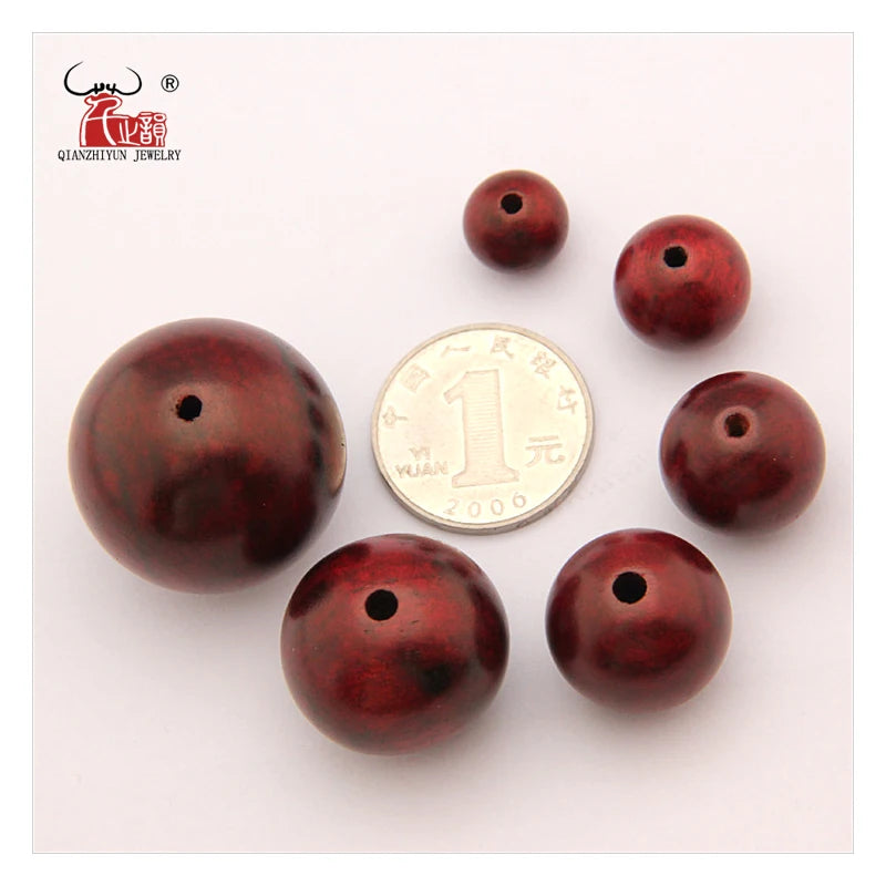 Red wood beads