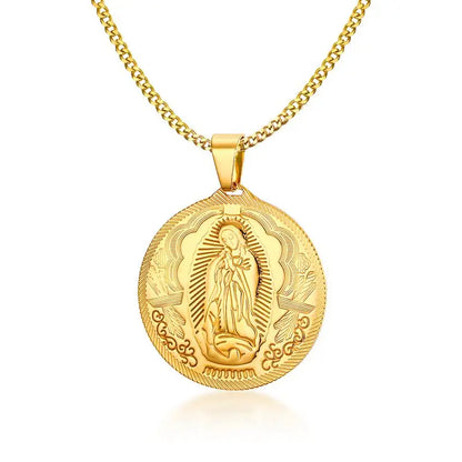 Gold miraculous medal necklace