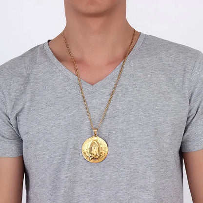 Gold miraculous medal necklace