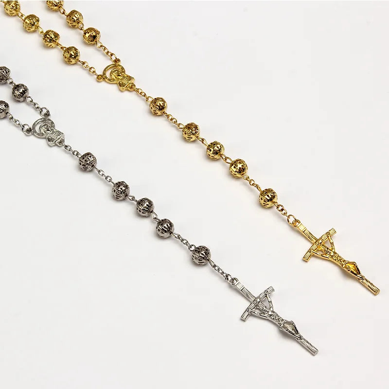 Men's rosary necklace gold