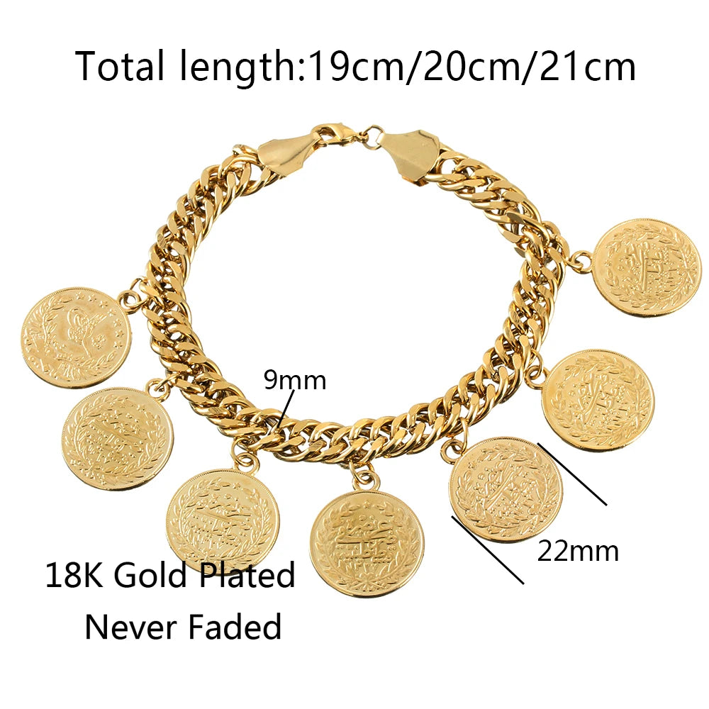 Gold coin bracelet