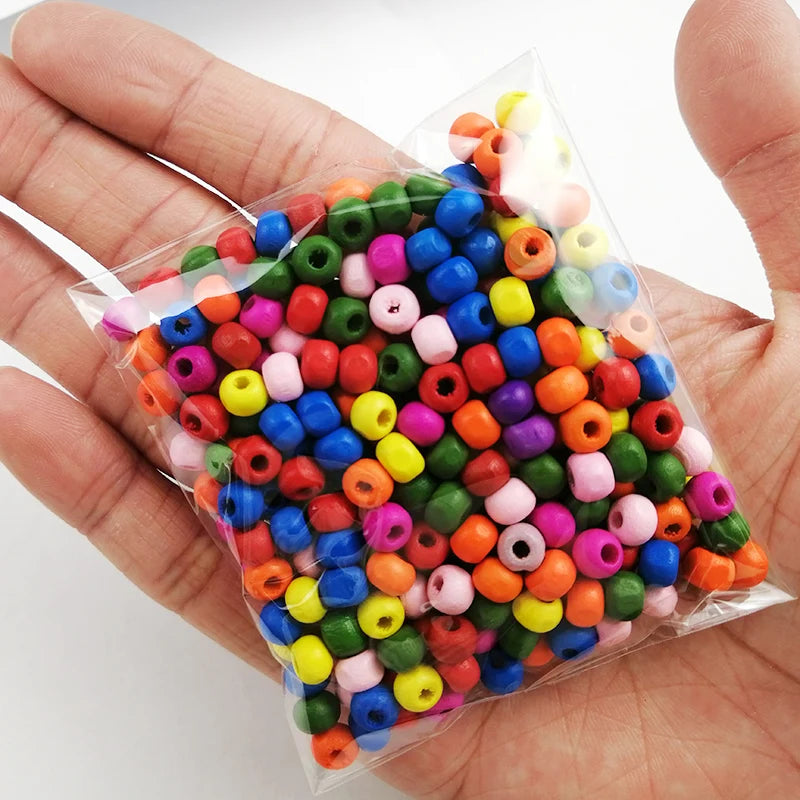 Colored wooden beads