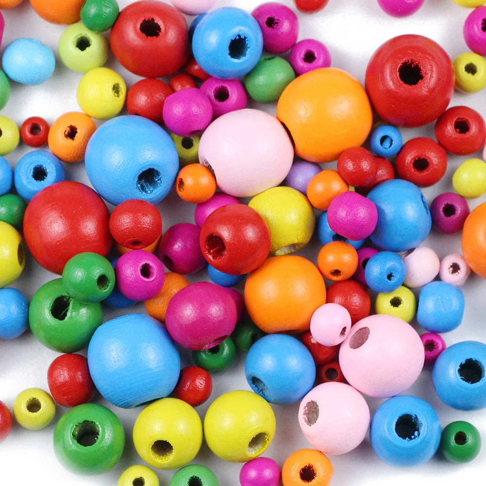 Colored wooden beads