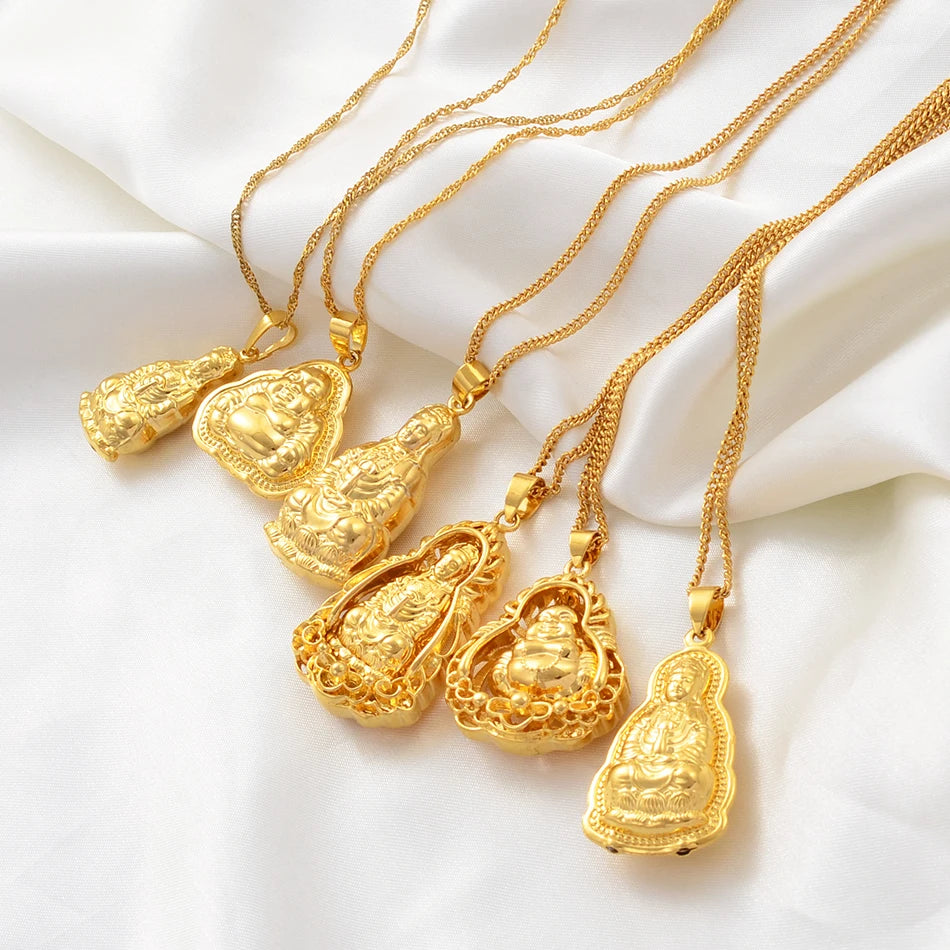 Gold buddha necklace