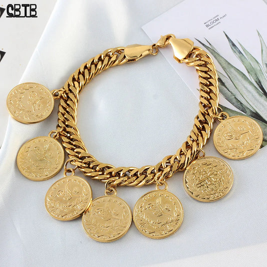 Gold coin bracelet