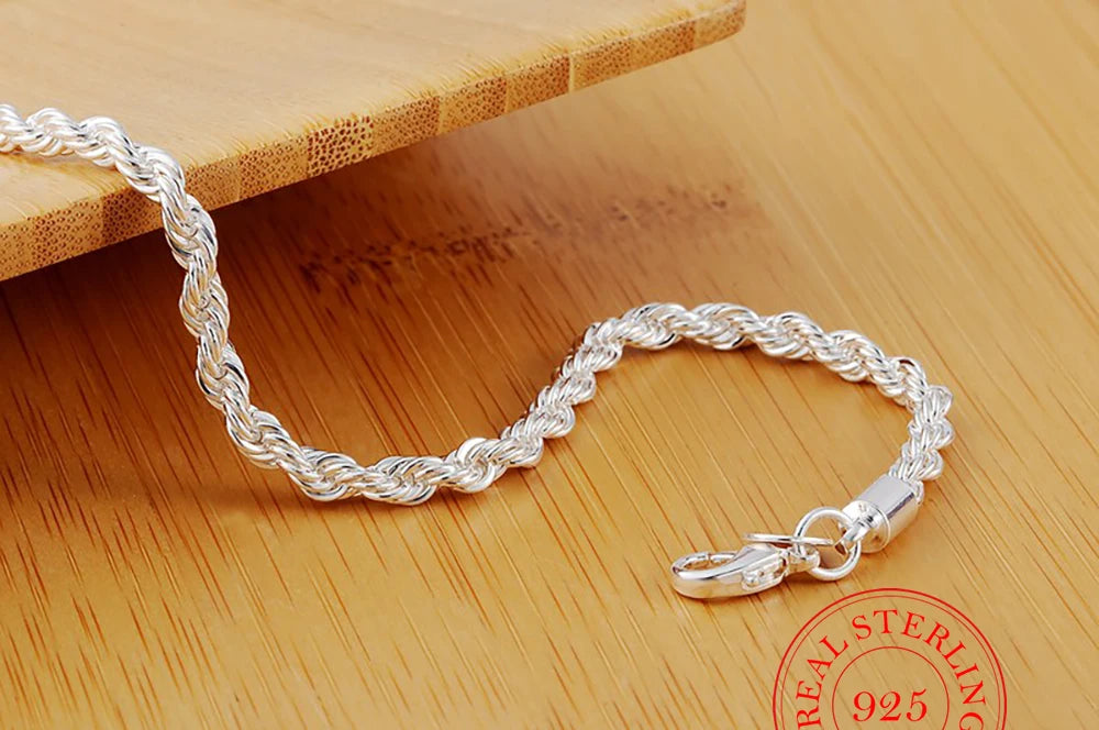 Silver rope bracelet