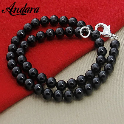 Mens black pearl necklace