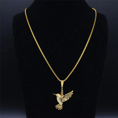 Hummingbird necklace gold