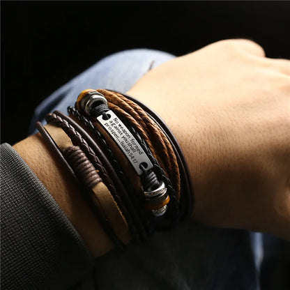 Mens leather cross bracelet