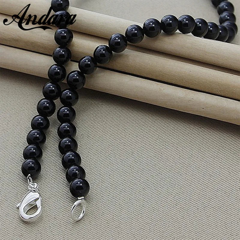 Mens black pearl necklace