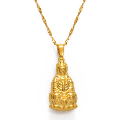 Gold buddha necklace