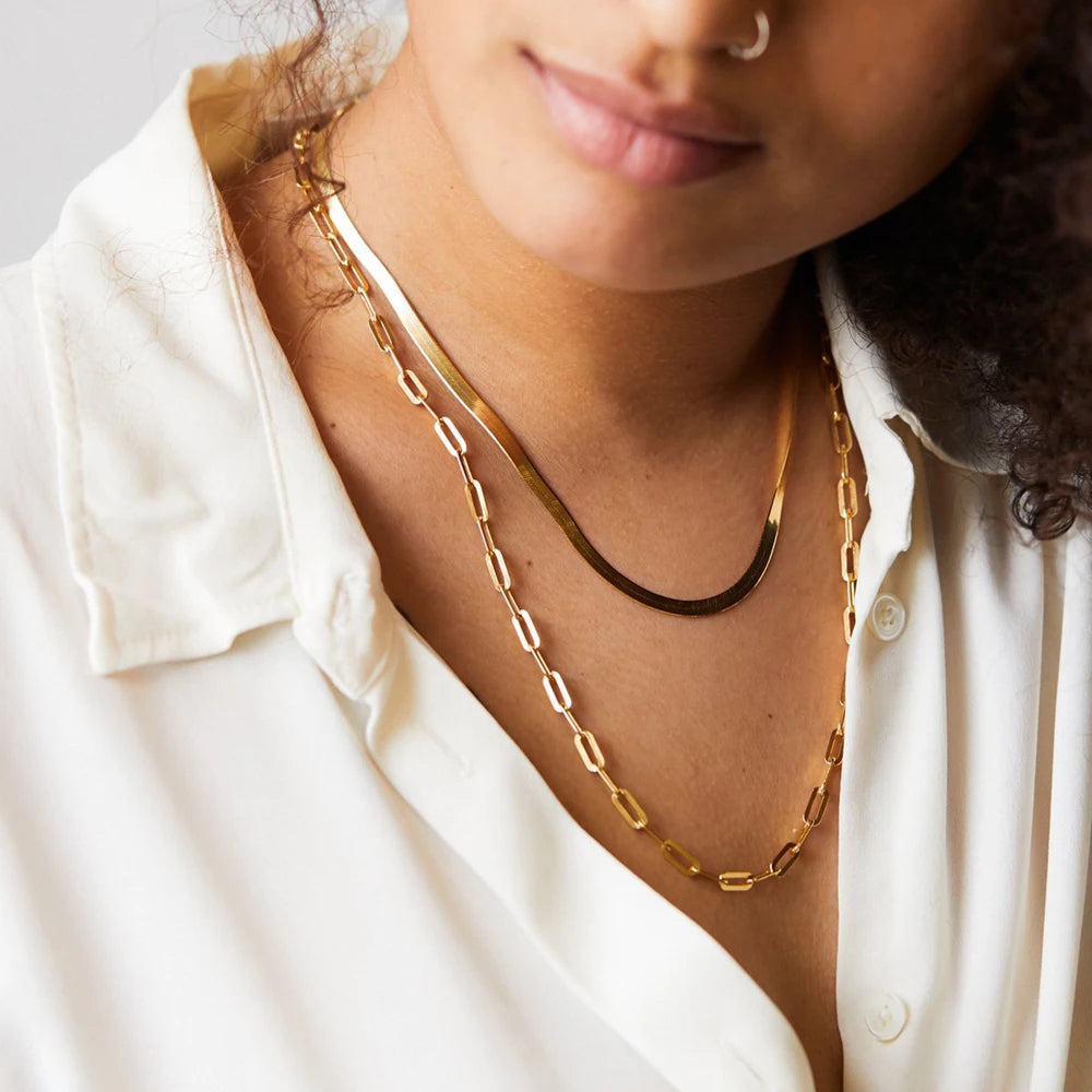 Gold link chain necklace