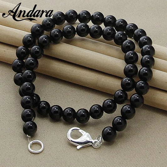 Mens black pearl necklace