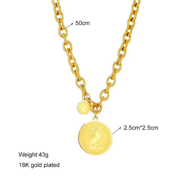 Gold pendant necklace coin