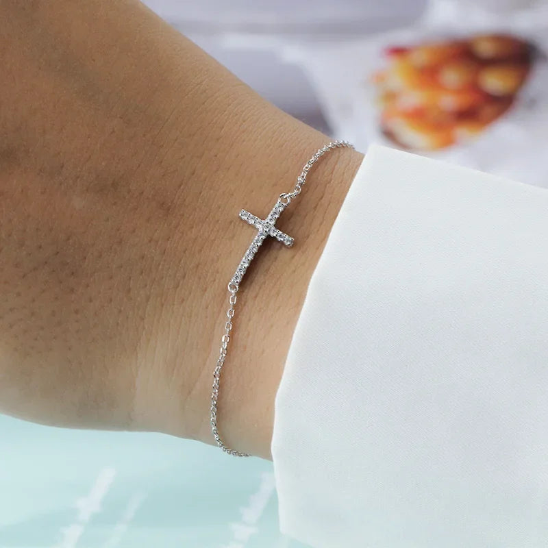 Silver cross bracelet