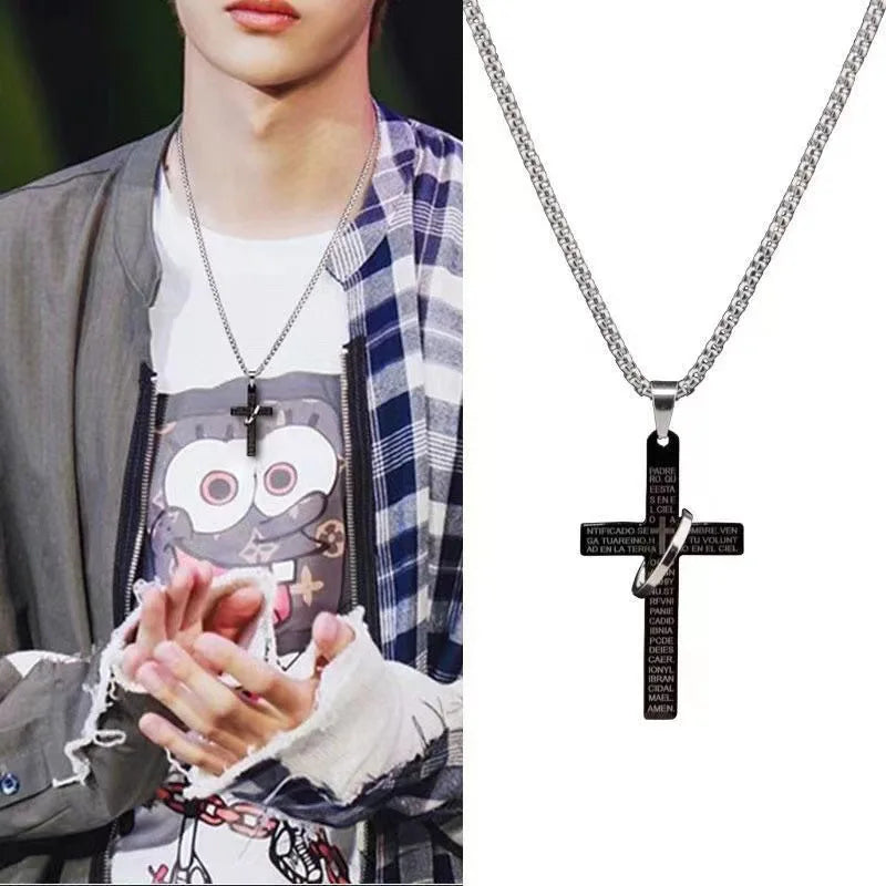 Men's silver cross necklace