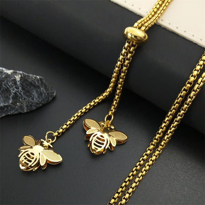 Gold bee necklace