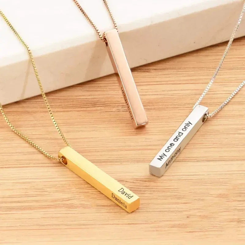 Engravable bar necklace