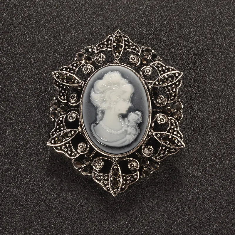 Black cameo brooch