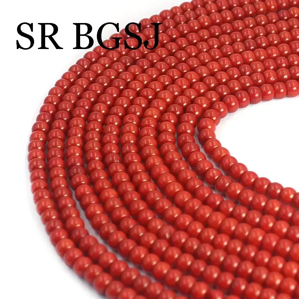 Red coral beads