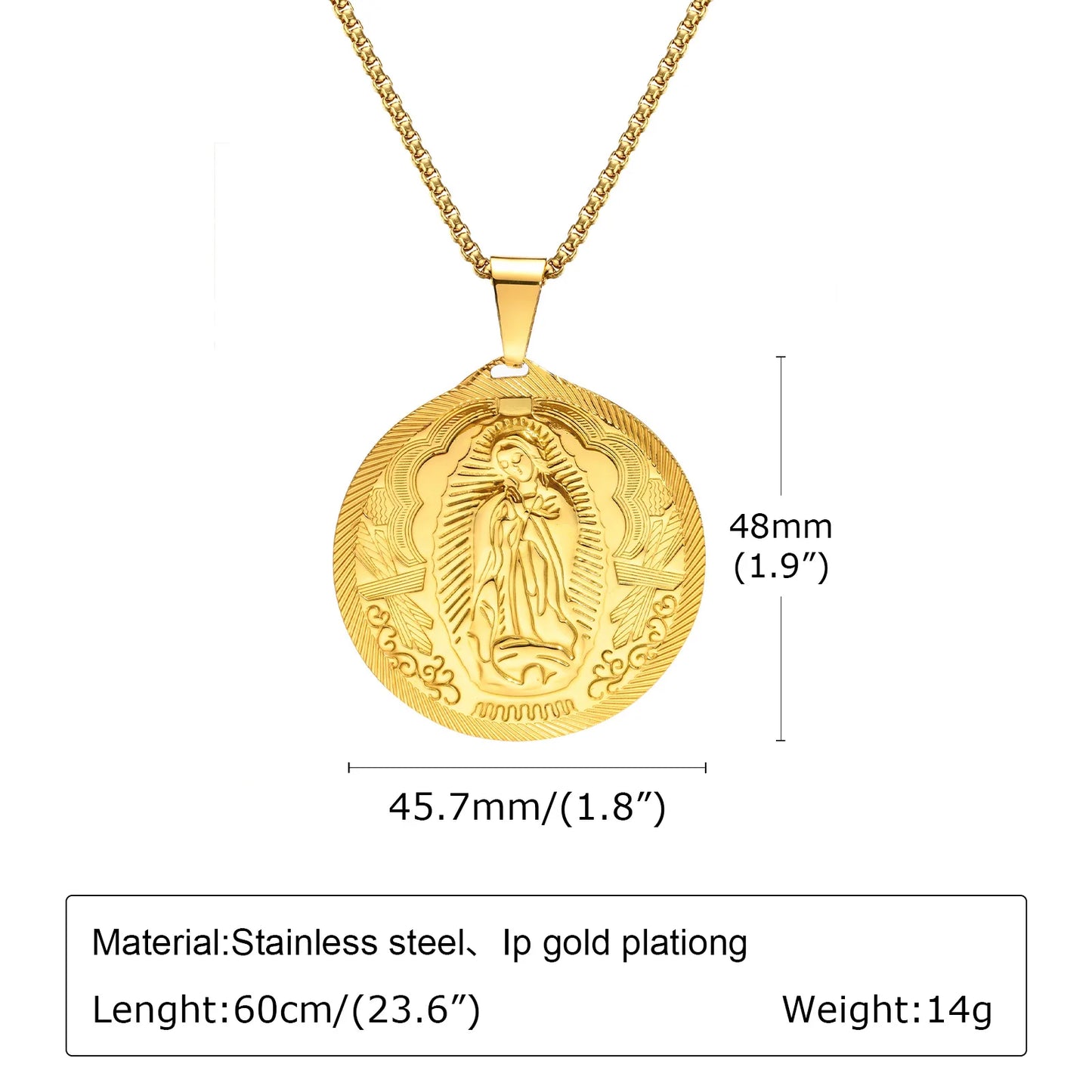 Gold miraculous medal necklace