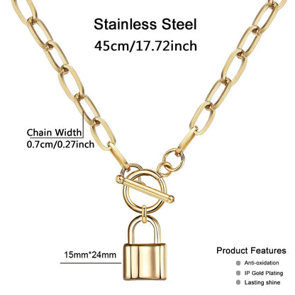 Gold lock necklace