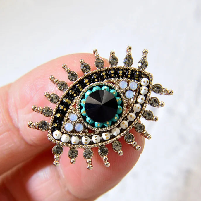 Vintage blue rhinestone brooch