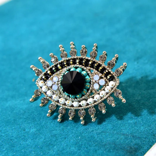 Vintage blue rhinestone brooch