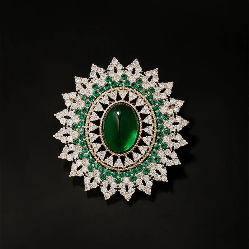 Vintage green rhinestone brooch