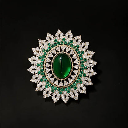 Vintage green rhinestone brooch