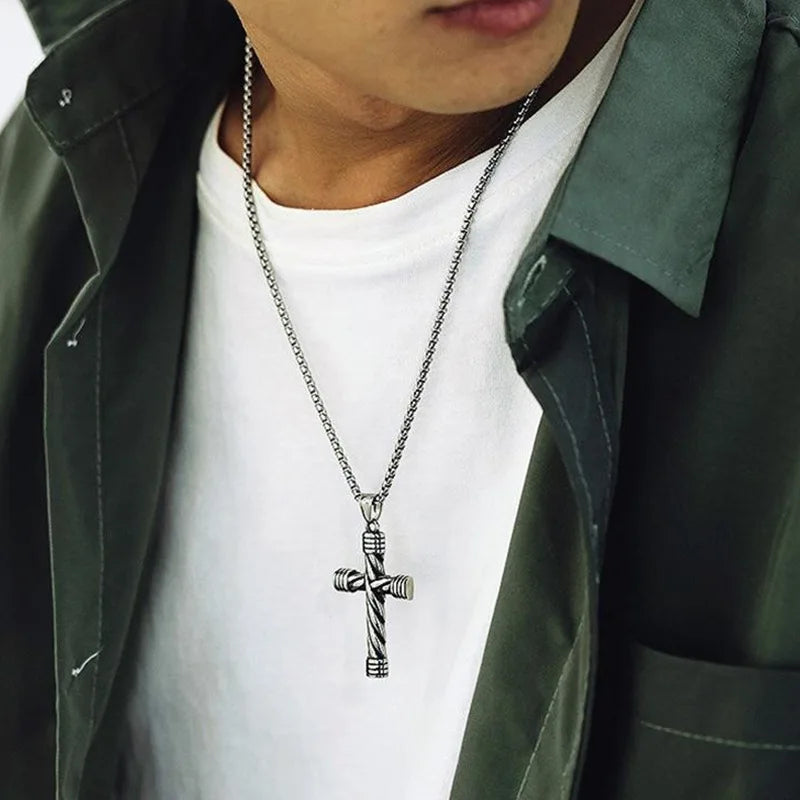 Men's silver cross necklace