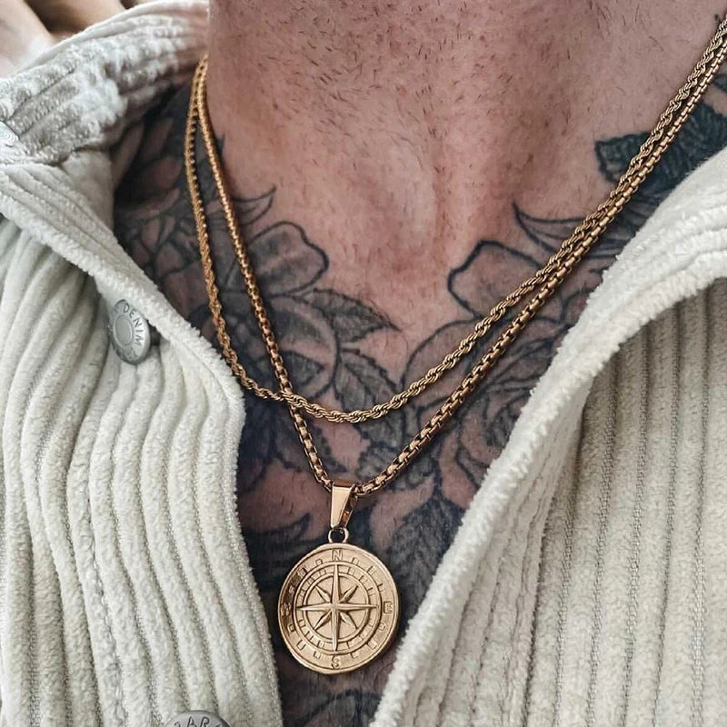 Compass necklace for men