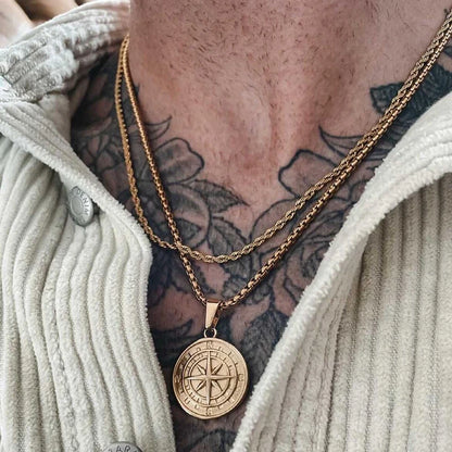 Compass necklace for men