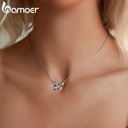 White gold butterfly necklace