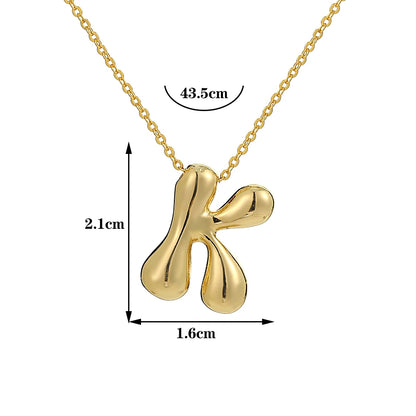 Bubble letter necklace gold