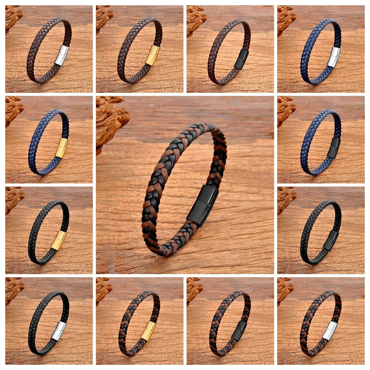 Braided leather bracelet