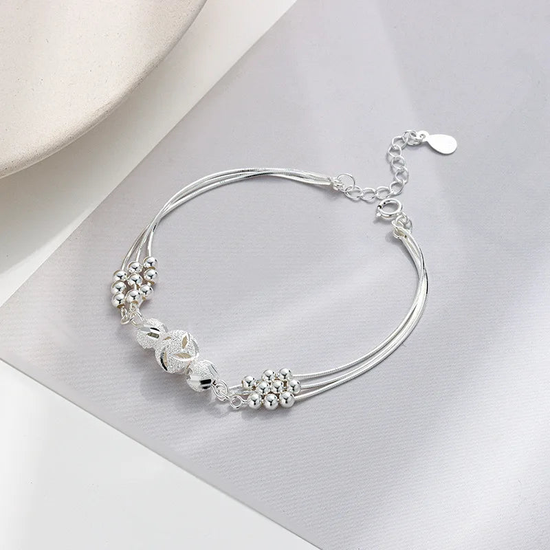 Bead bracelet in sterling silver