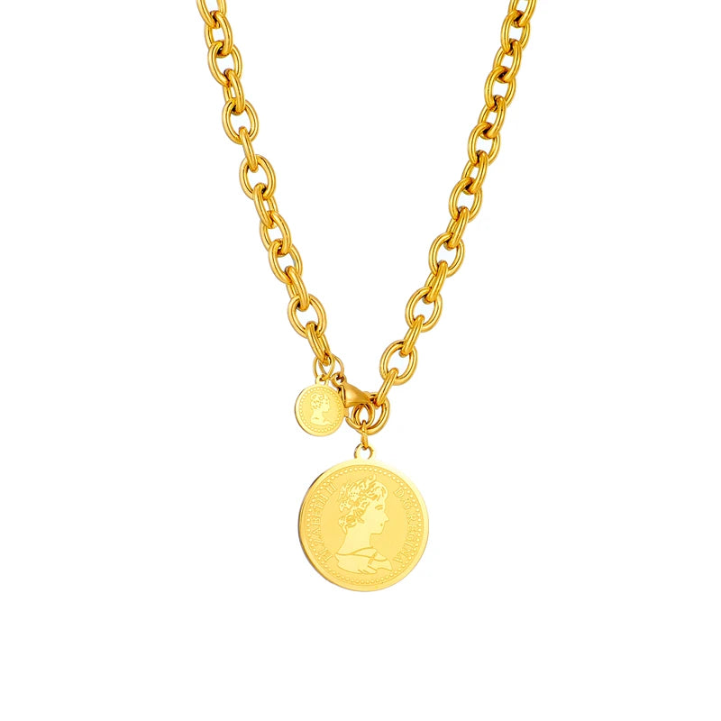 Gold pendant necklace coin