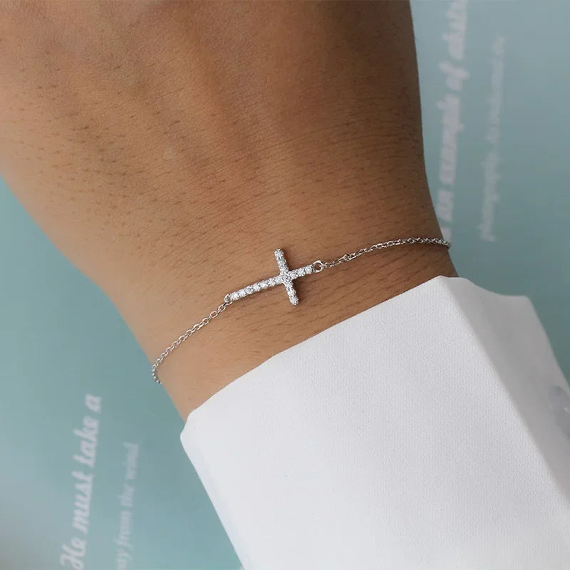 Silver cross bracelet