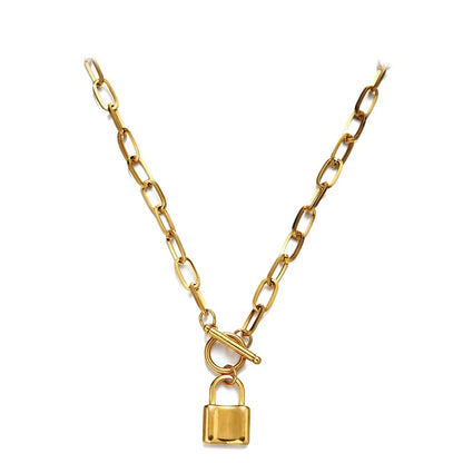 Gold lock necklace