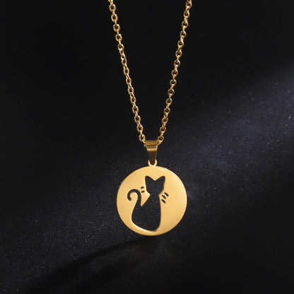 Gold cat necklace