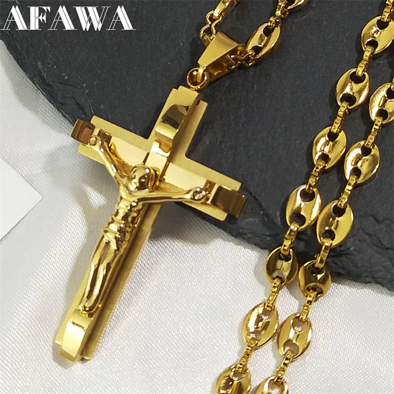 Gold jesus cross pendant