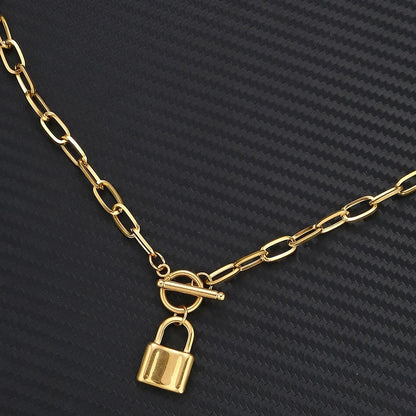 Gold lock necklace