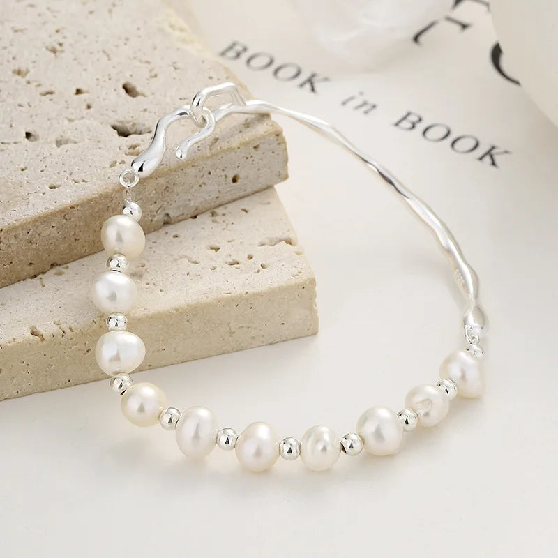 Silver and pearl bracelet