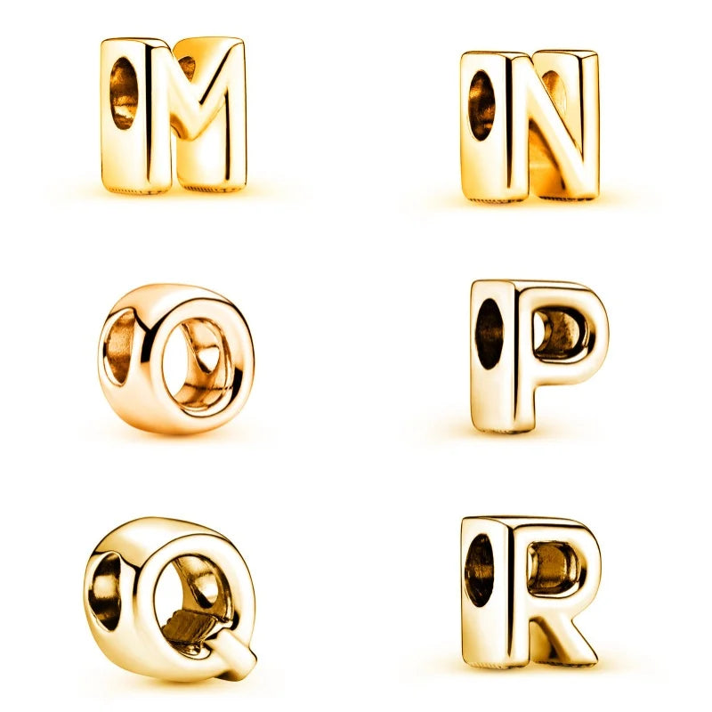 Alphabet beads gold