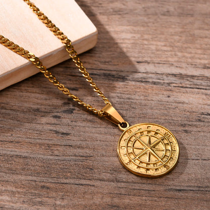 Compass necklace for men