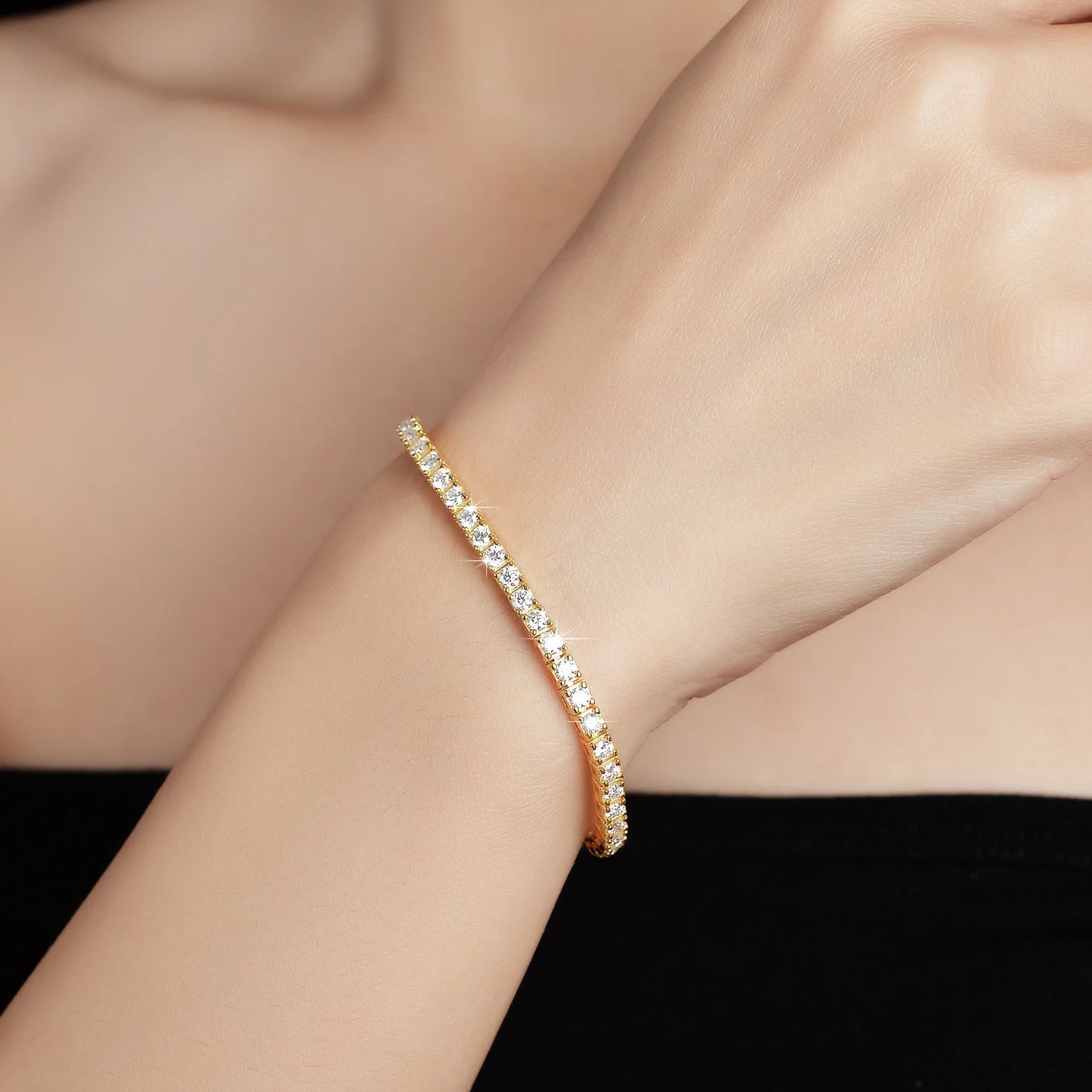 Yellow gold tennis bracelet