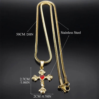 Necklace with cross and heart