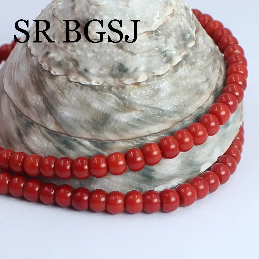 Red coral beads