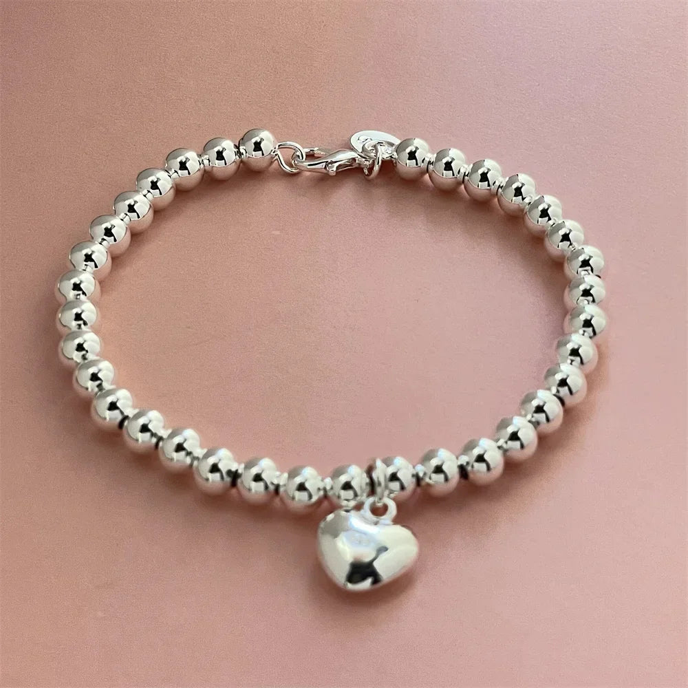 Beaded bracelet sterling silver